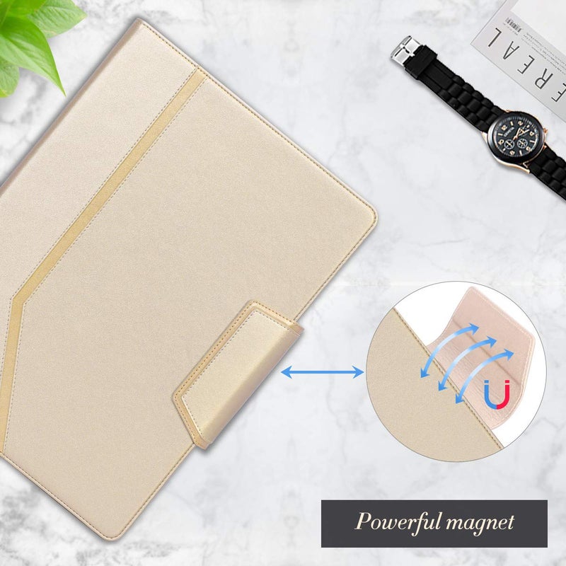 Toplive Padfolio Portfolio Case  Conference Folder Executive Business Padfolio with Document Sleeve Letter/A4 Size Clipboard Business Card Holders  Portfolio Padfolio for Women/Men Gold - Image 4